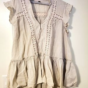 Free People Cream Blouse.  Size Large